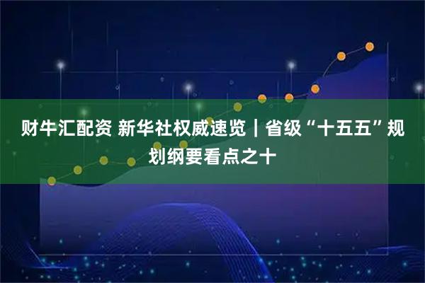 财牛汇配资 新华社权威速览｜省级“十五五”规划纲要看点之十